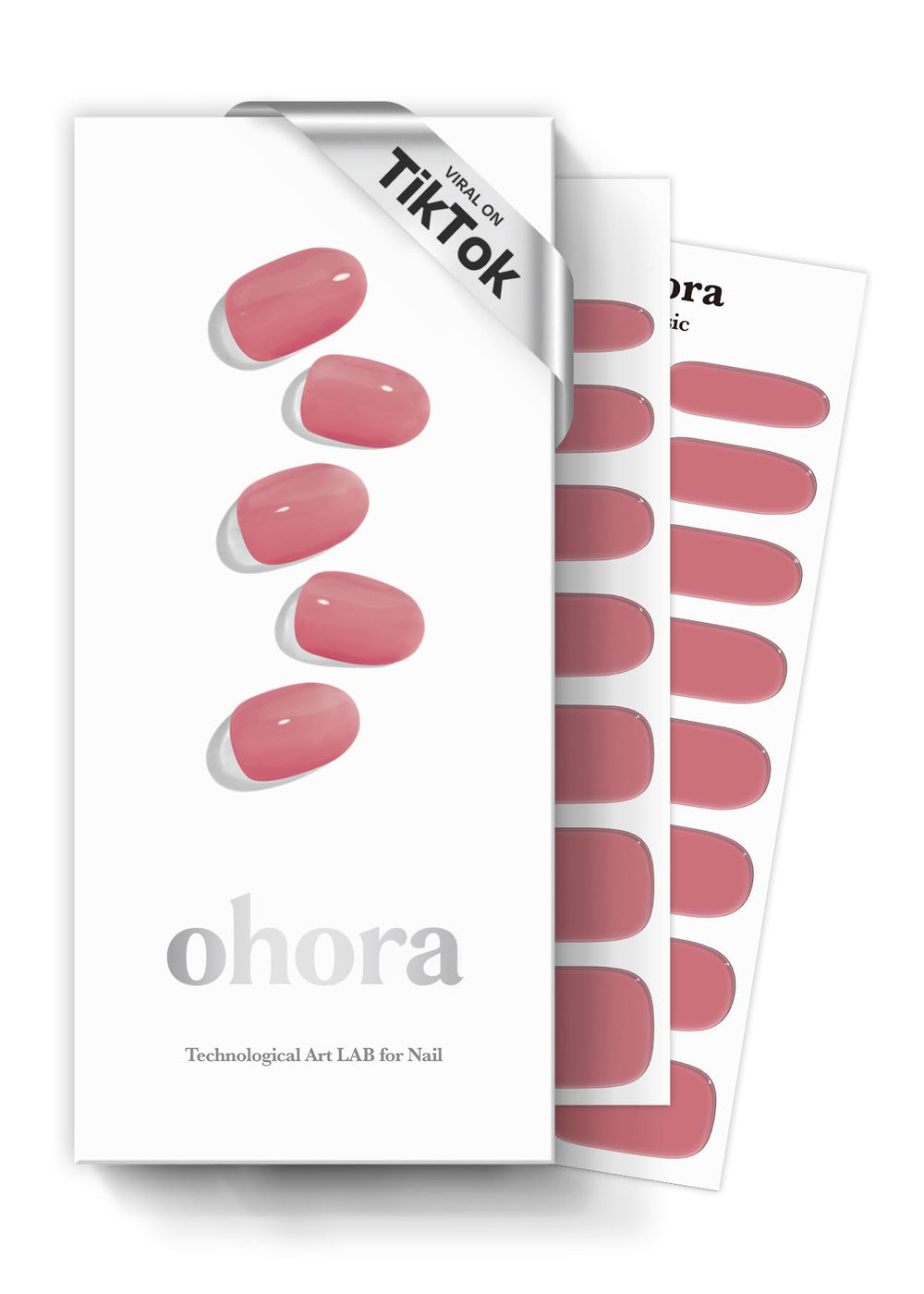 ohora N Juliet pink solid wraps package closeup shows salon-ready nails at home