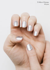 ohora N Silver Chrome packaging includes prep pads and file for complete at-home use.