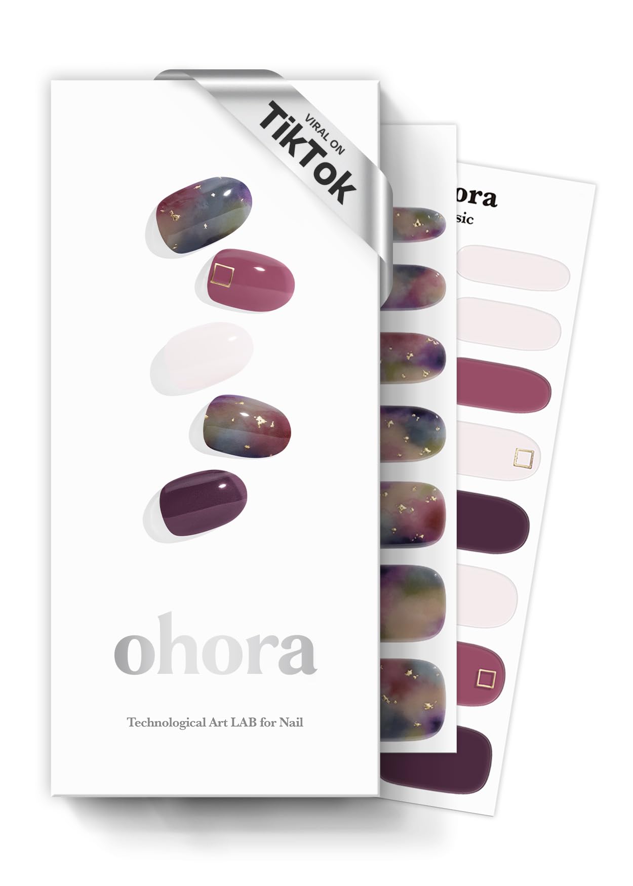 Ohora n-tie-dye-purple-ombre box-front shows an at-home manicure option