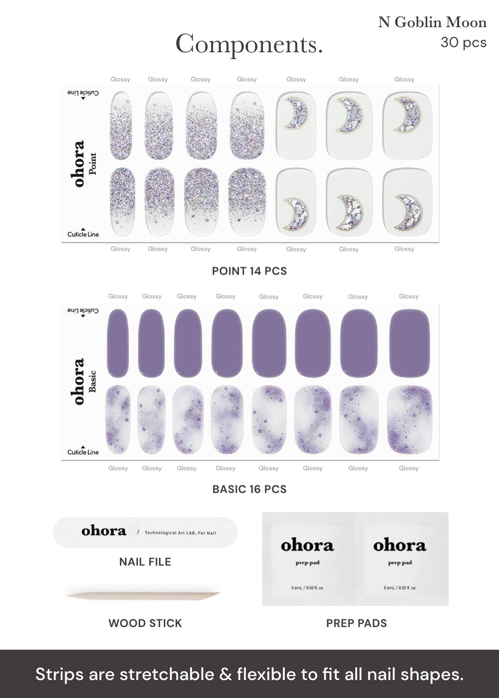 ohora nail strip color swatch collection – wide shade options
