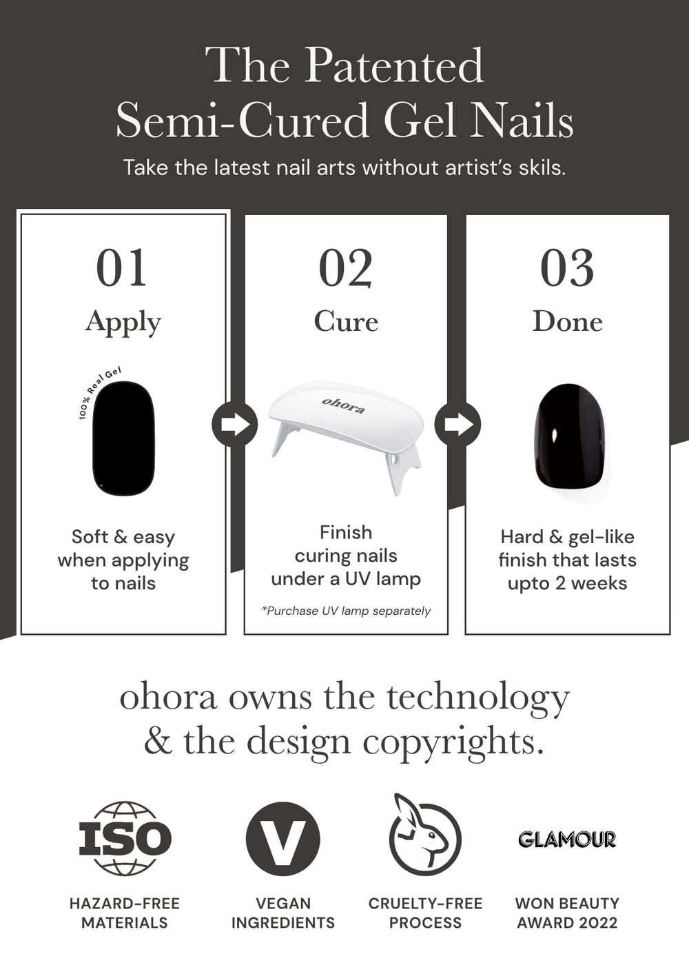 ohora nail strips N Bare Gray 30 styles collection offers versatile customization