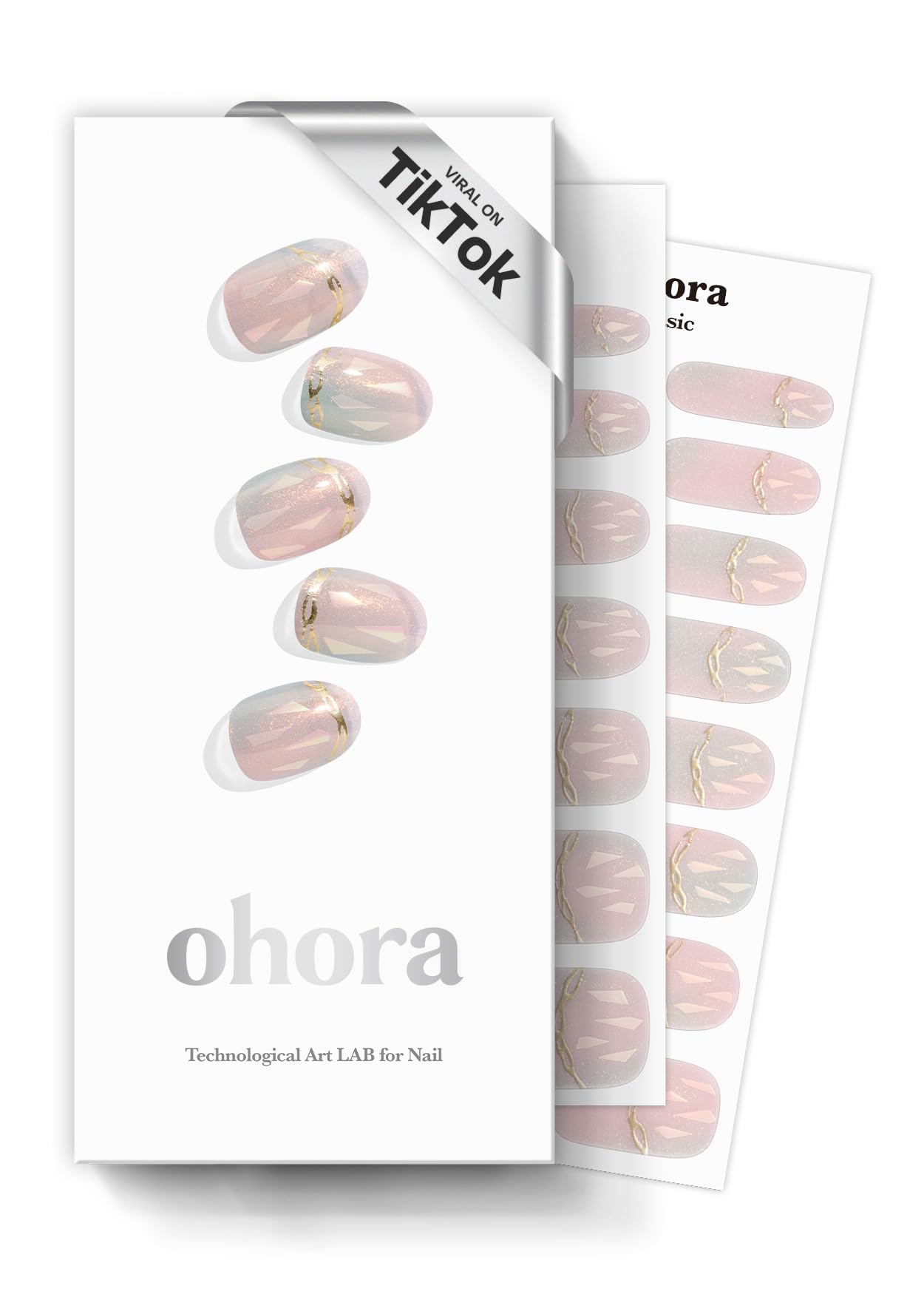 ohora nail strips pink mermaid box front shows complete gel manicure set for home use