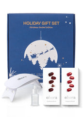 ohora semi cured gel nail strips n tartan bustier provide festive salon shine at home.