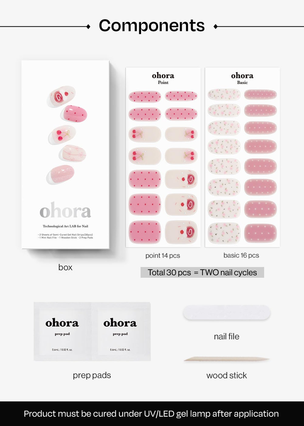 ohora nail strips packaging swatches shows color variety and fit options