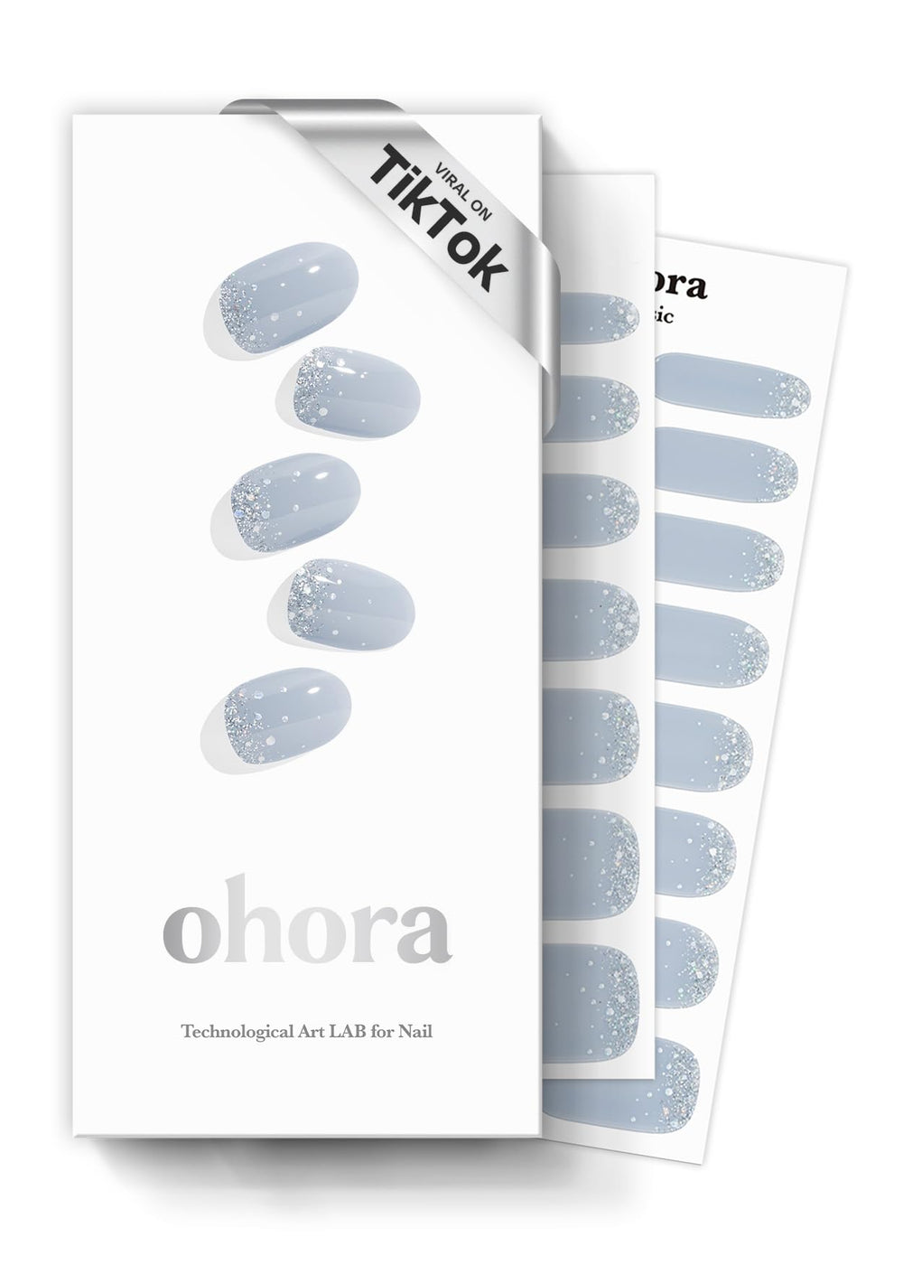 ohora nfelice blue glitter wraps close-up showing shimmering, long-lasting shine