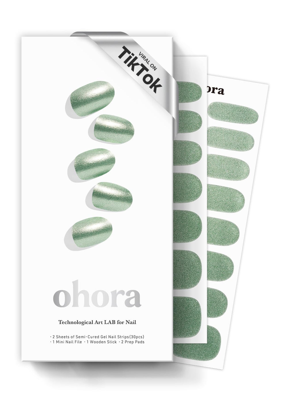 ohora N Matcha Chrome box front, ideal starter kit for at-home salon-quality nails.