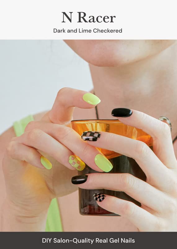 ohora NRacer green-patterned wraps applied on nail for easy at-home manicure and shine