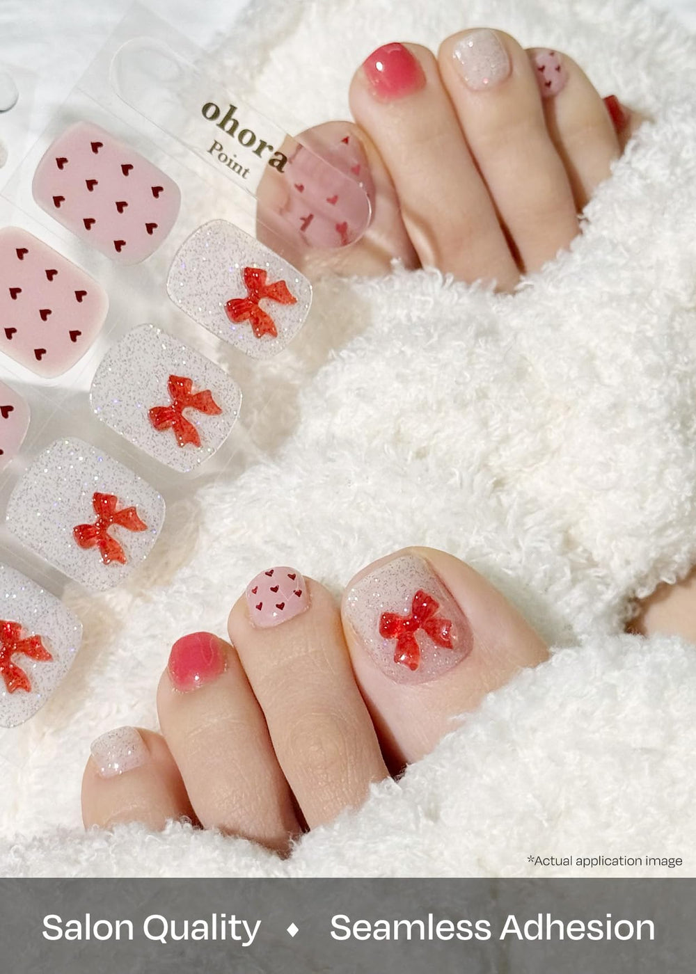 ohora Semi Cured Gel Pedi Strips long-lasting finish image emphasizes durable wear for pedicures