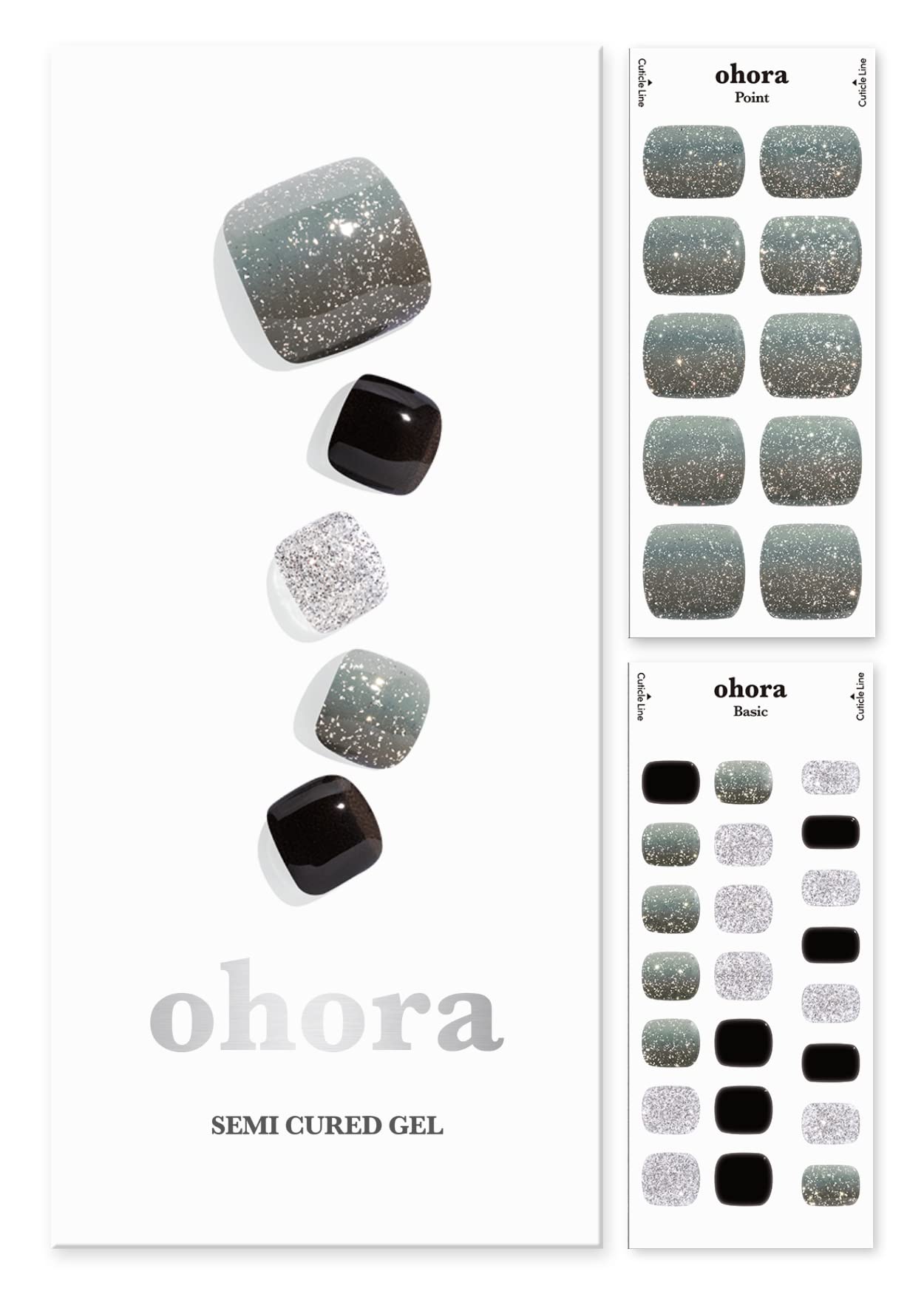 ohora Semi Cured Gel Pedi Strips P Caviar box closeup for at-home salon-quality nails