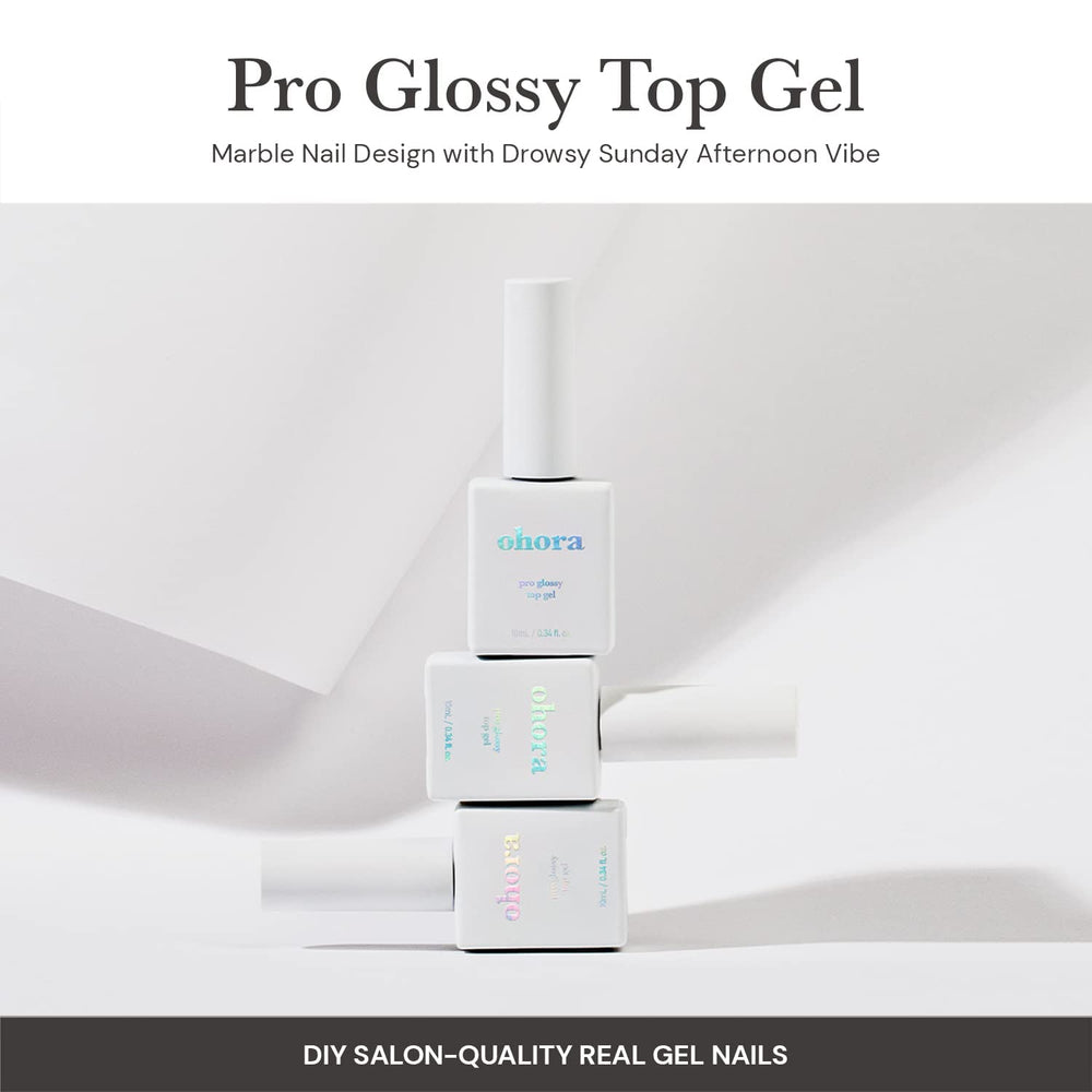 ohora pro glossy top gel packaging and tools show complete home manicure kit
