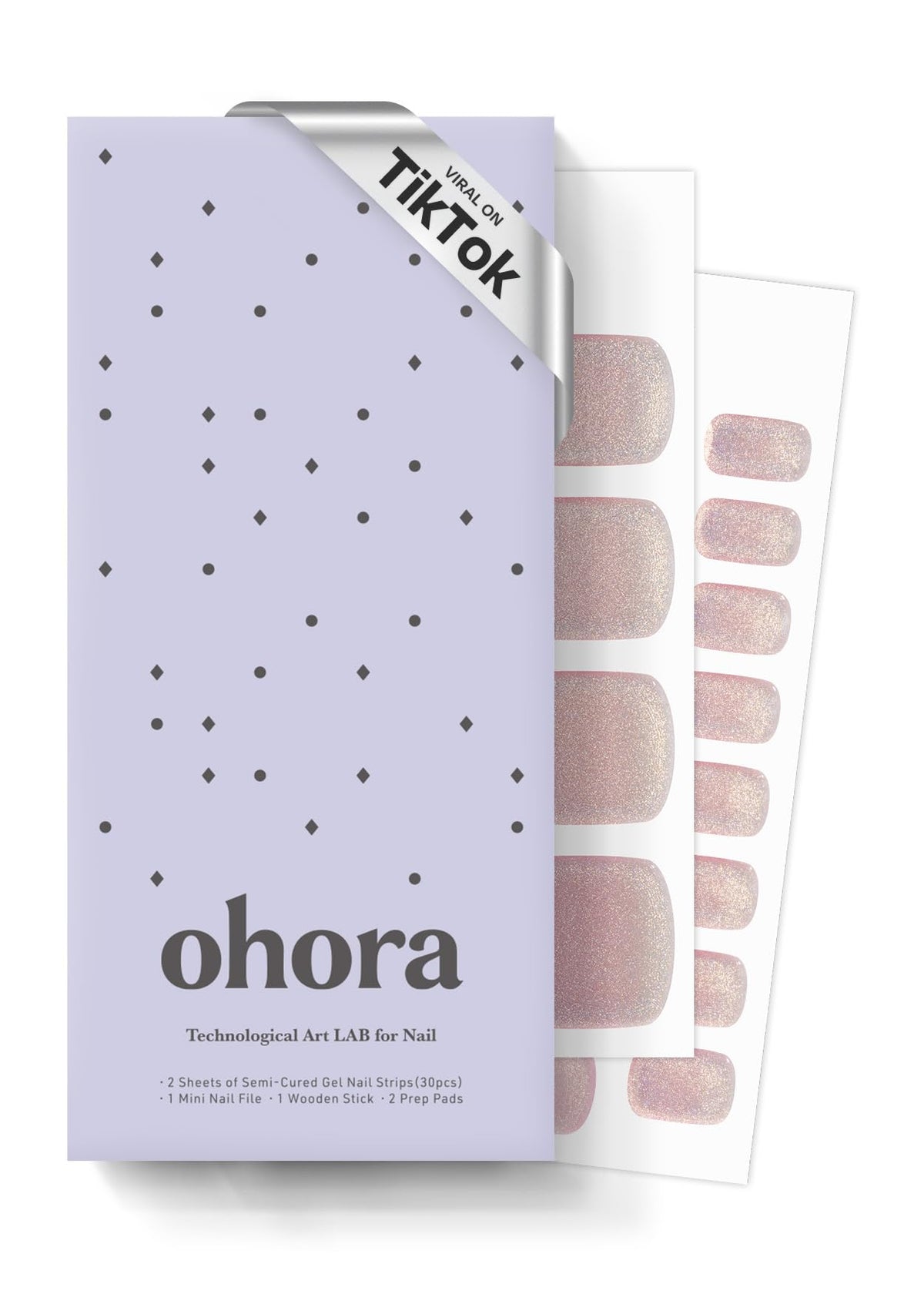 Ohora Rosy Chrome Pedi Strip box with 30 wraps and tools.