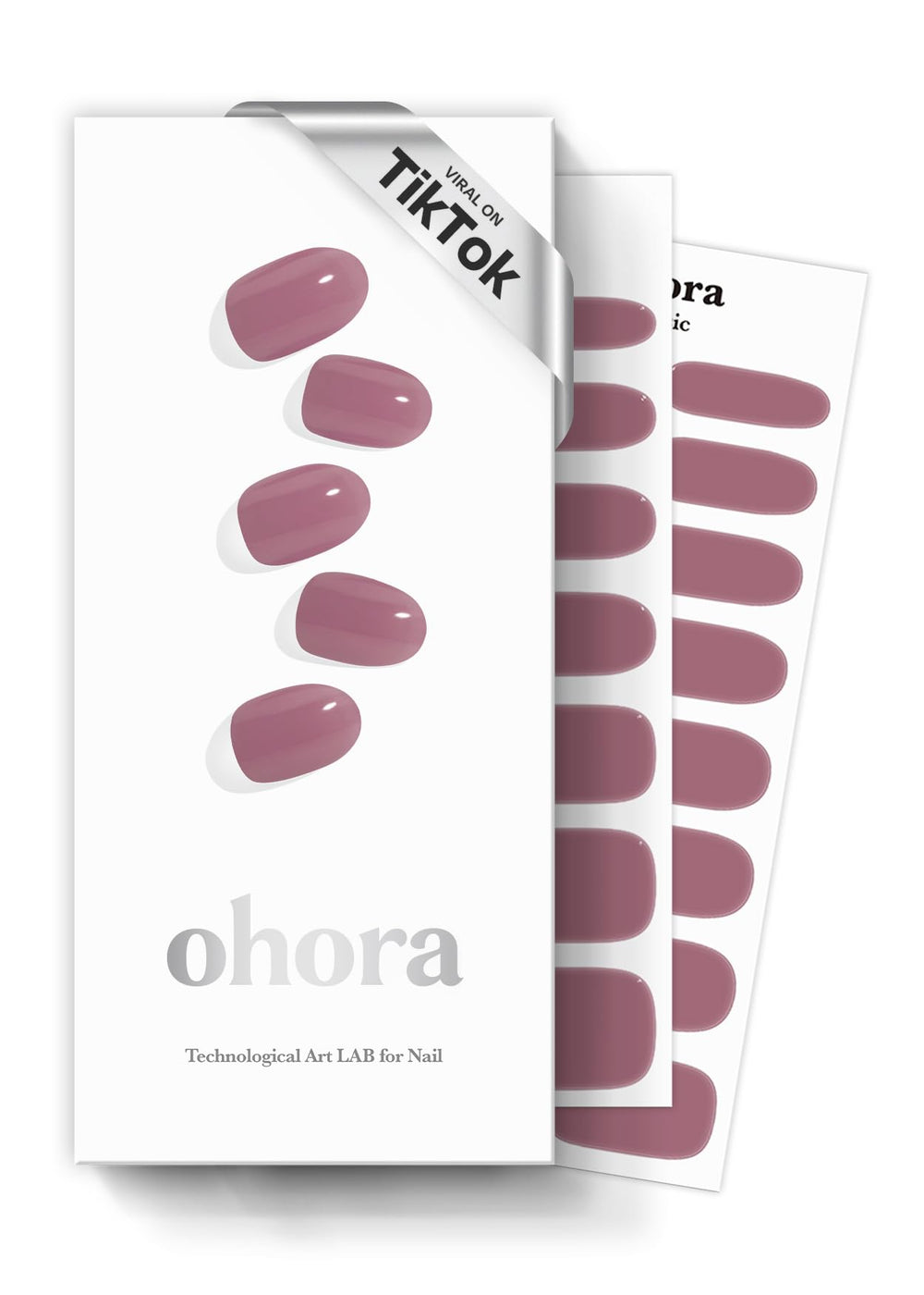 ohhora semi cured gel nail strips n bare plum pack swatch shows vibrant purple tones for quick nails