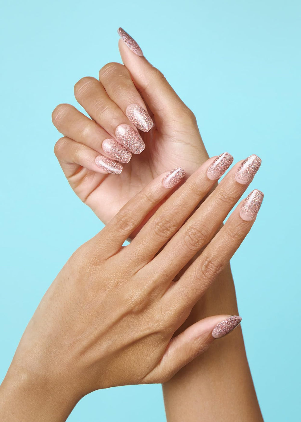 ohora Semi Cured Gel Nail Strips glitter swatch showing sparkle and durable adhesion