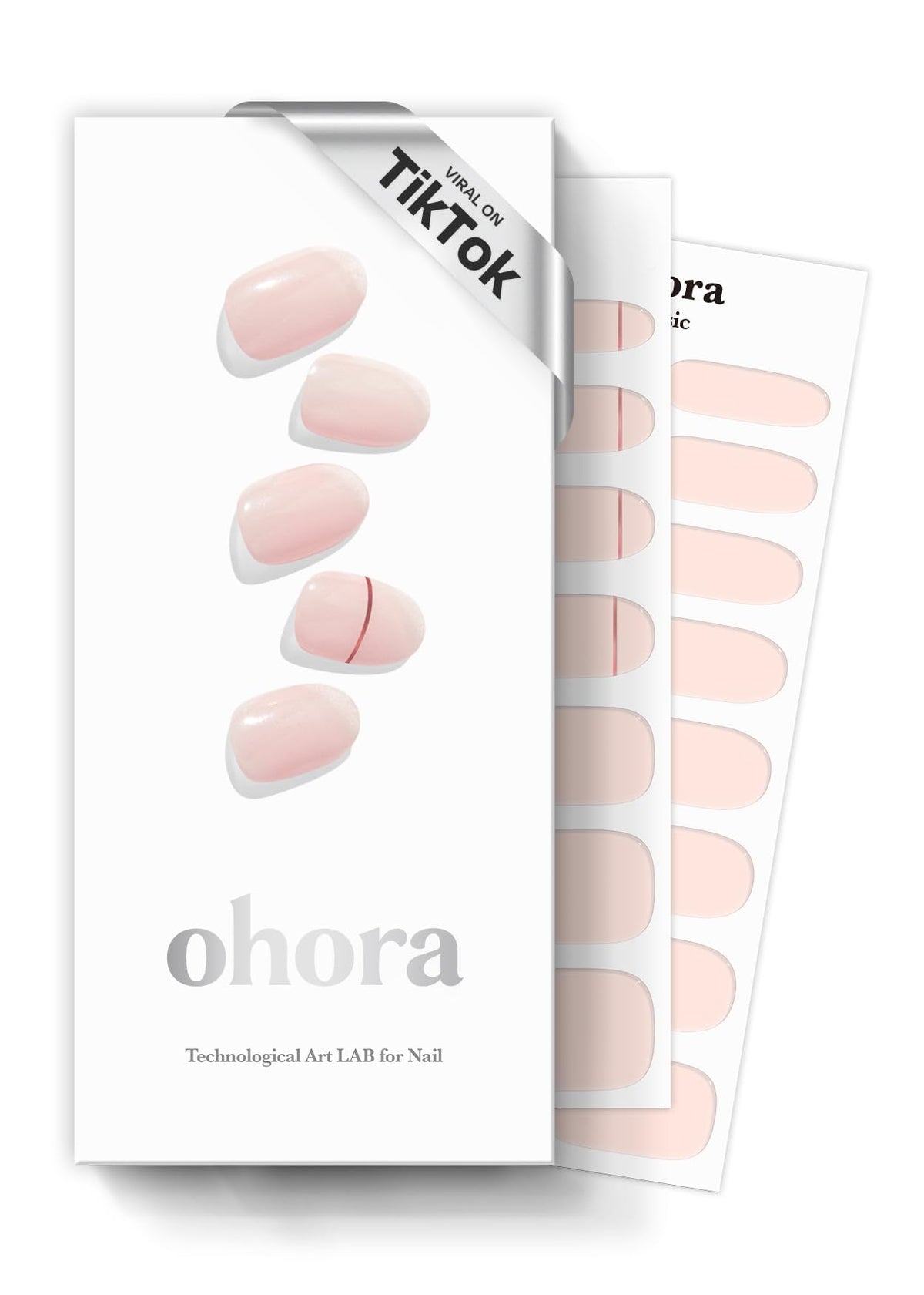 ohora semi-cured gel nail strips nude close-up showing lasting salon-quality finish