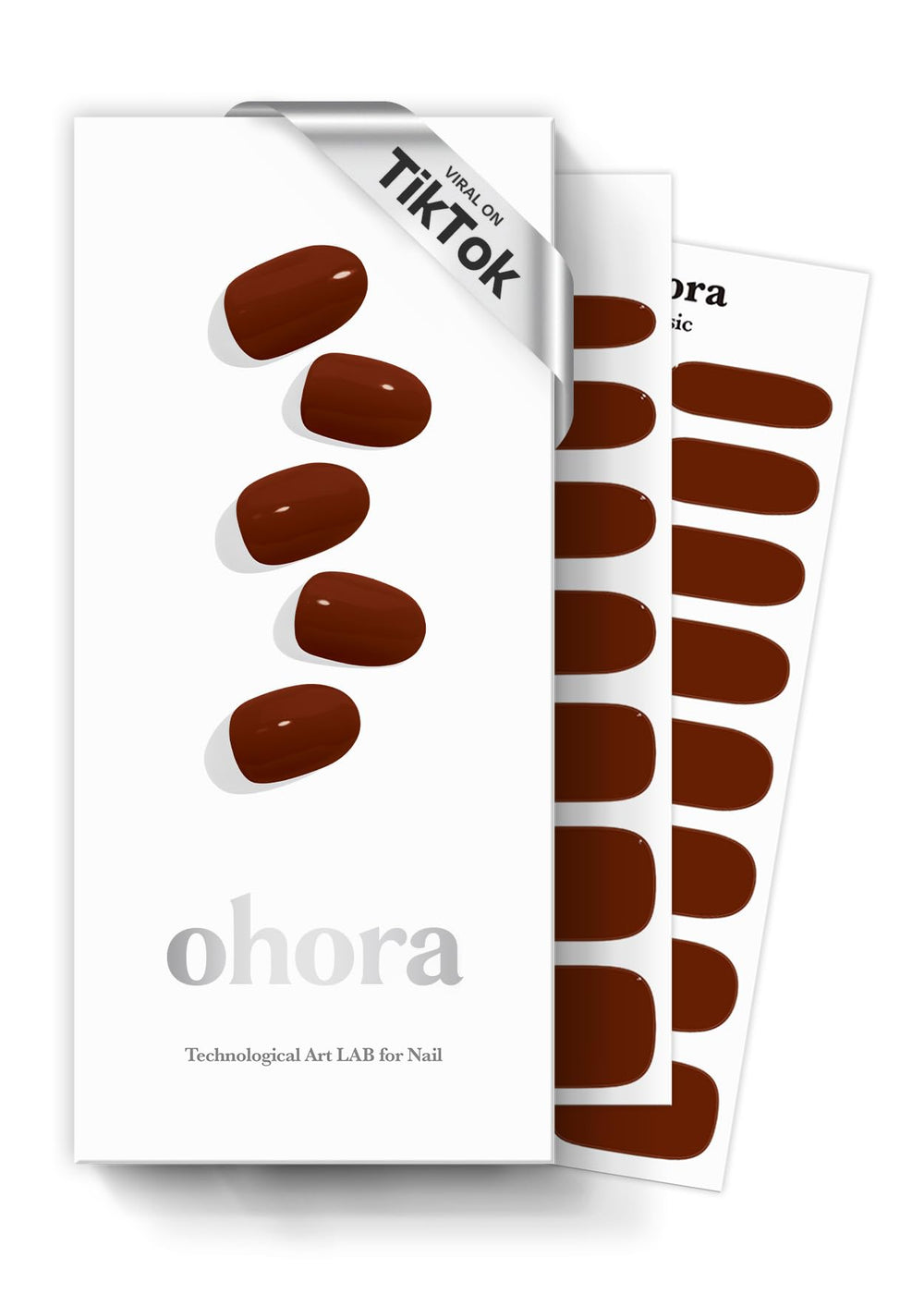 ohora N Chilly semi cured gel nail strips close-up, vivid red with glossy finish