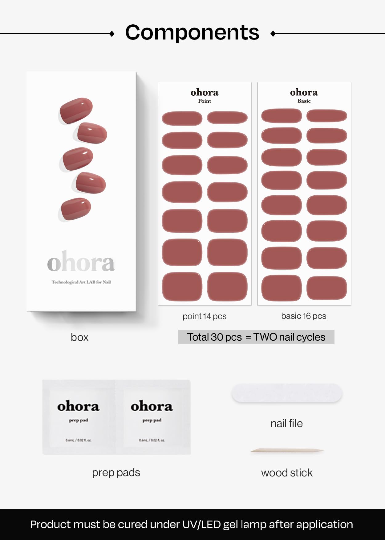 ohora N Cream Rose prep pads and file for prep work