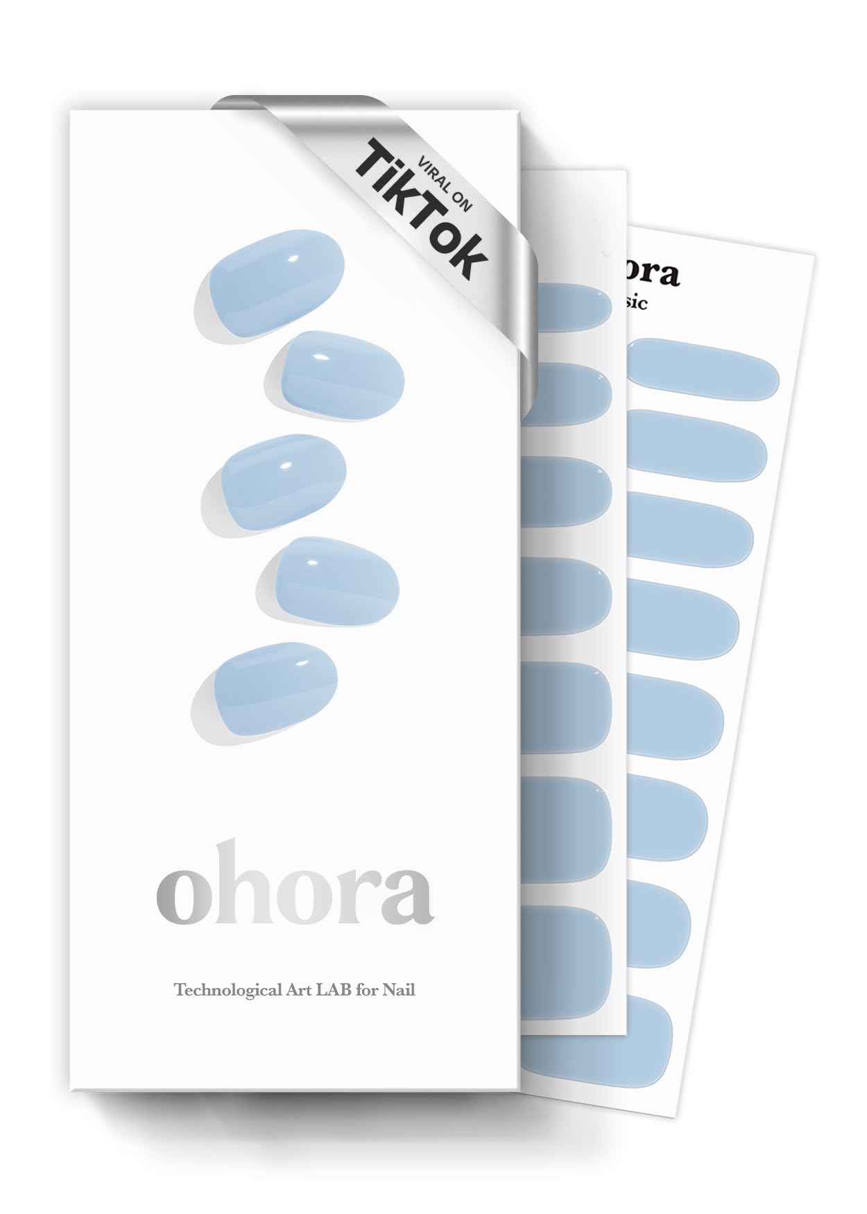 ohora semi cured gel nail strips N Cream Sky box ready for application