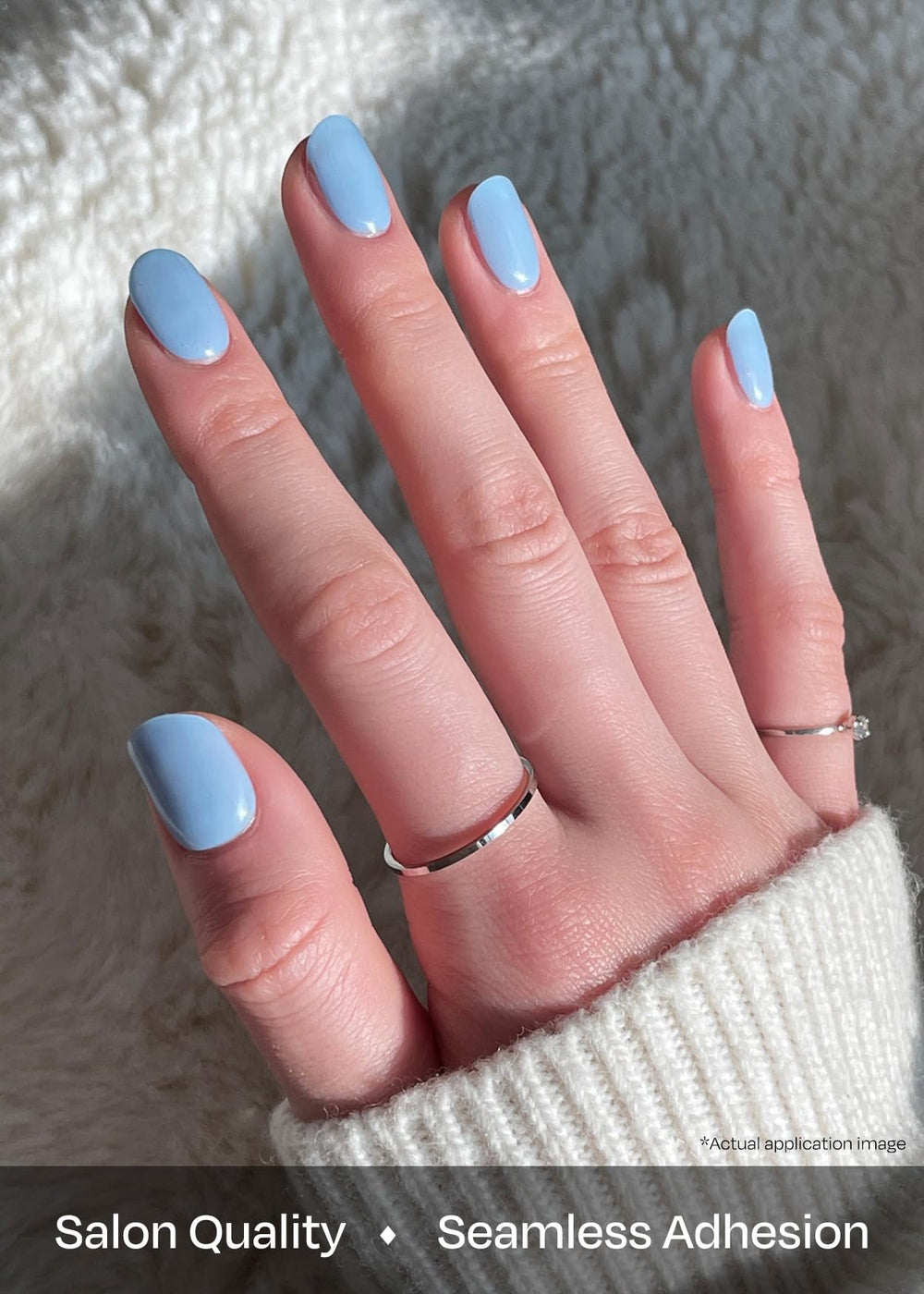 ohora N Cream Sky strips under UV lamp curing for long lasting hold