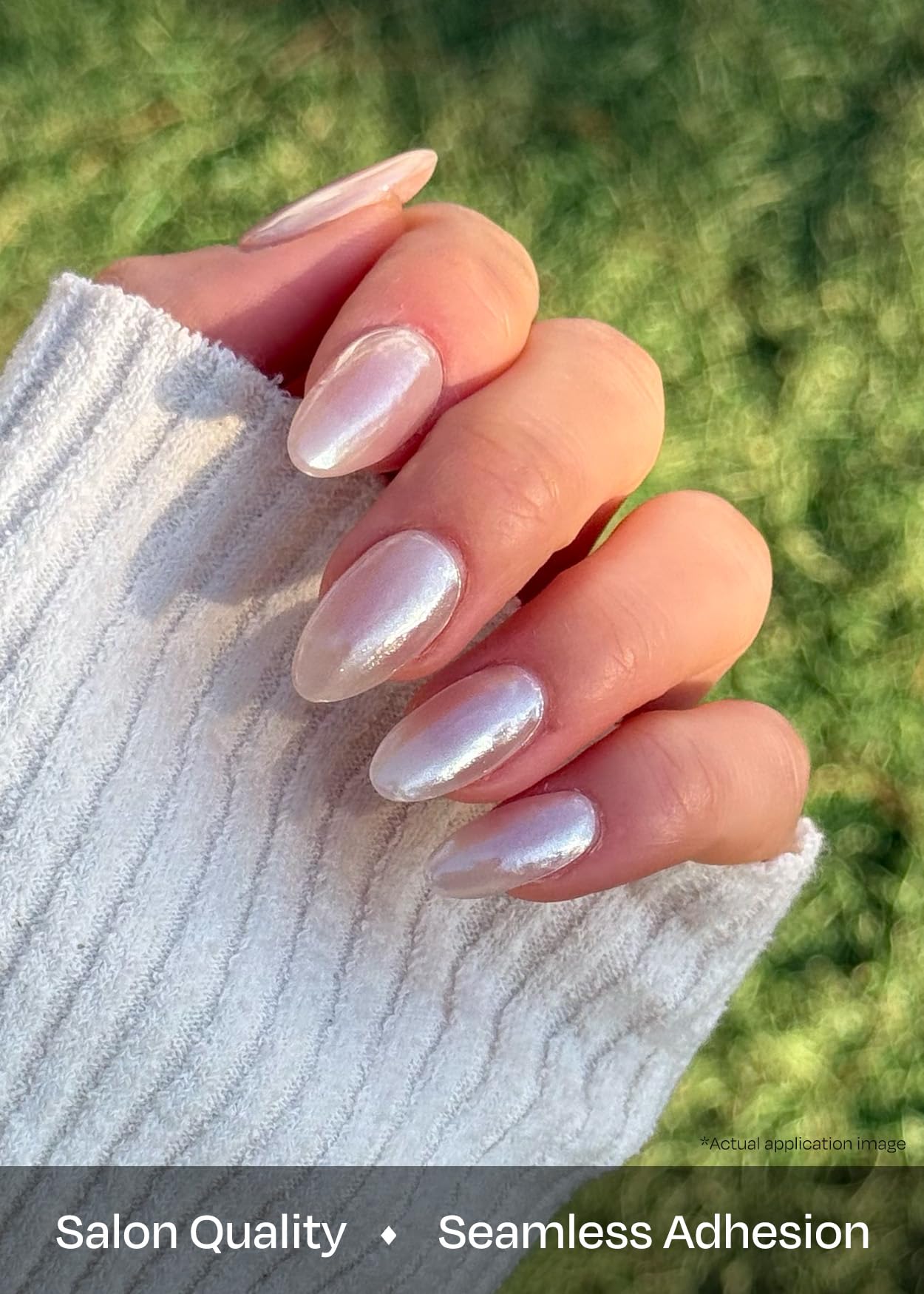 ohora Semi Cured Gel Nail Strips N Glazed Glow nails-on-hand demo demonstrates flawless manicure