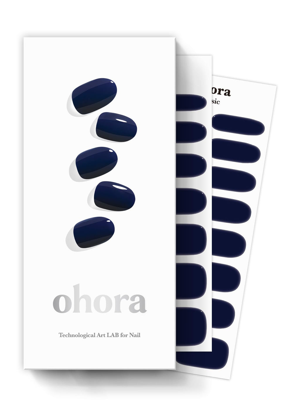 ohora semi cured gel nail strips N Royal Navy box highlights a full at-home salon-ready kit.