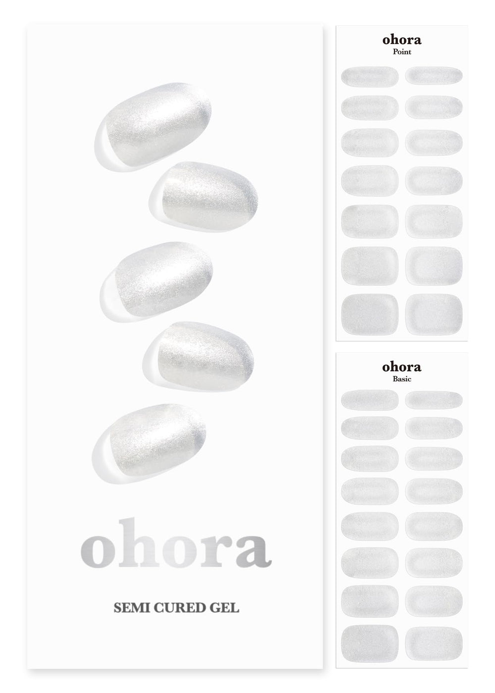 ohora Semi Cured Gel Nail Strips in N Silver Chrome showcase a metallic finish for at-home salon-quality nails.