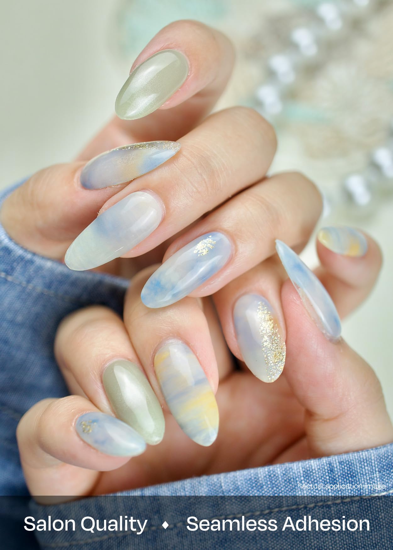 ohora Semi Cured Gel Nail Strips under lamp illustrating curing versatility
