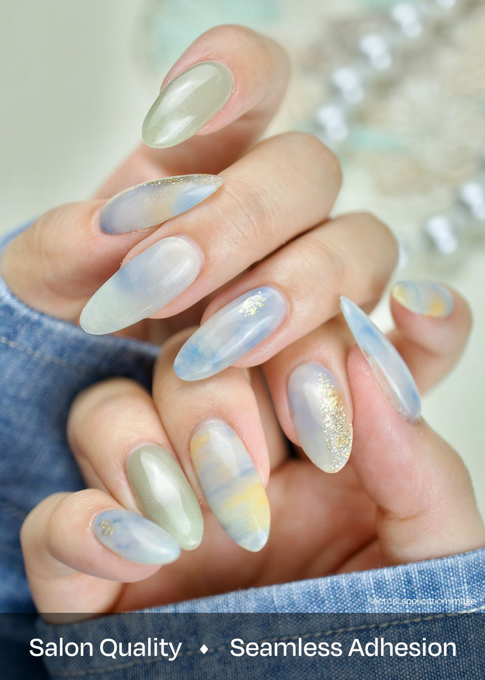 ohora Semi Cured Gel Nail Strips under lamp illustrating curing versatility