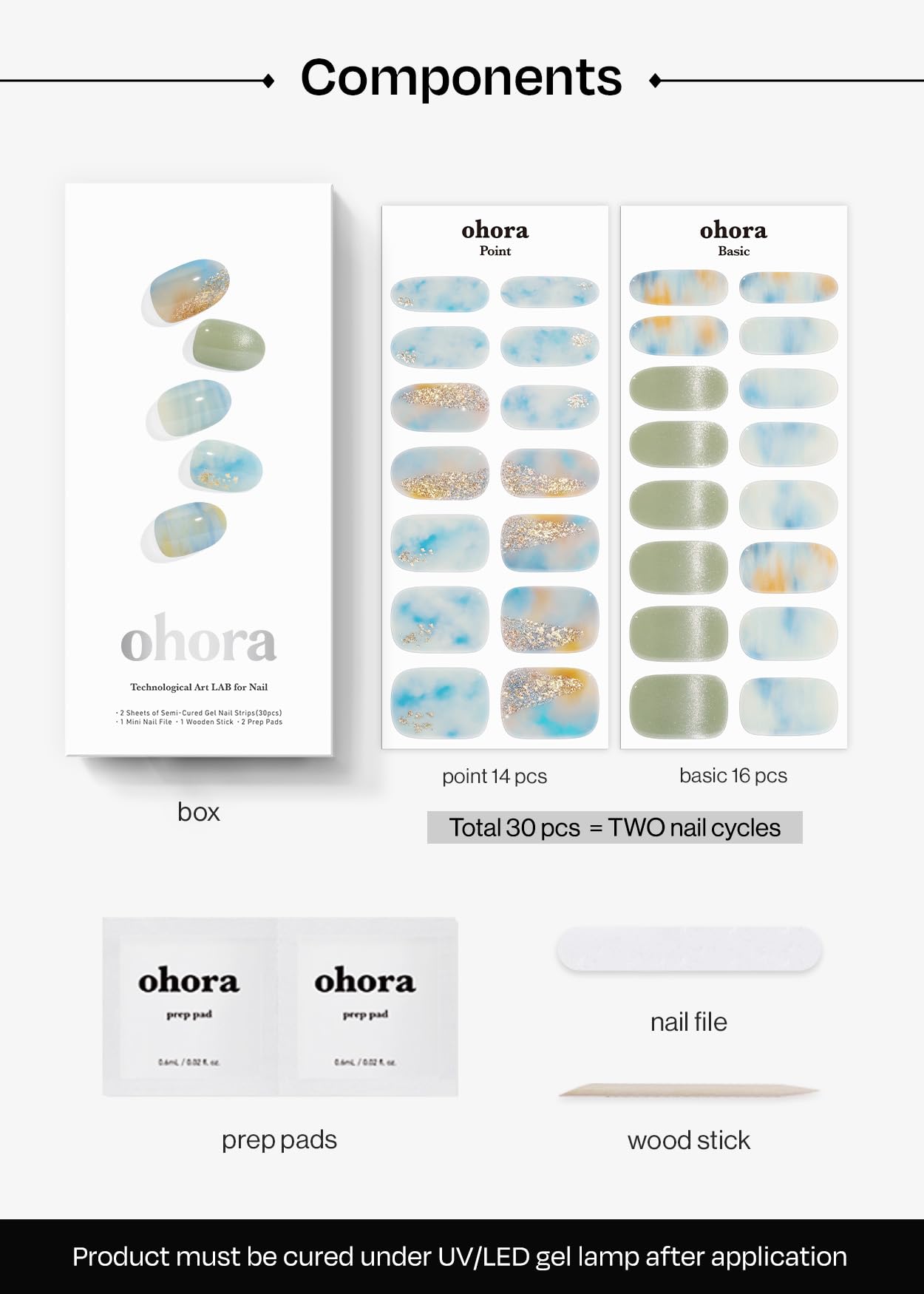 ohora Semi Cured Gel Nail Strips vegan-friendly label highlights cruelty-free materials