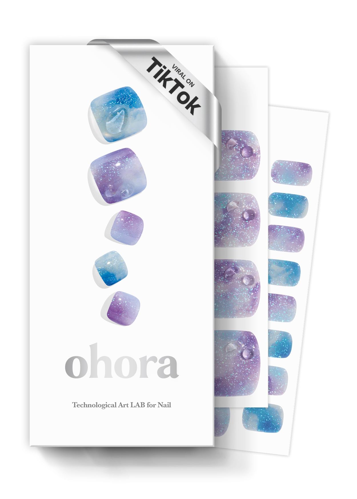 ohora Semi Cured Gel Pedi Strips Ajisai Drop pack delivers salon-like color for at-home pedicures.