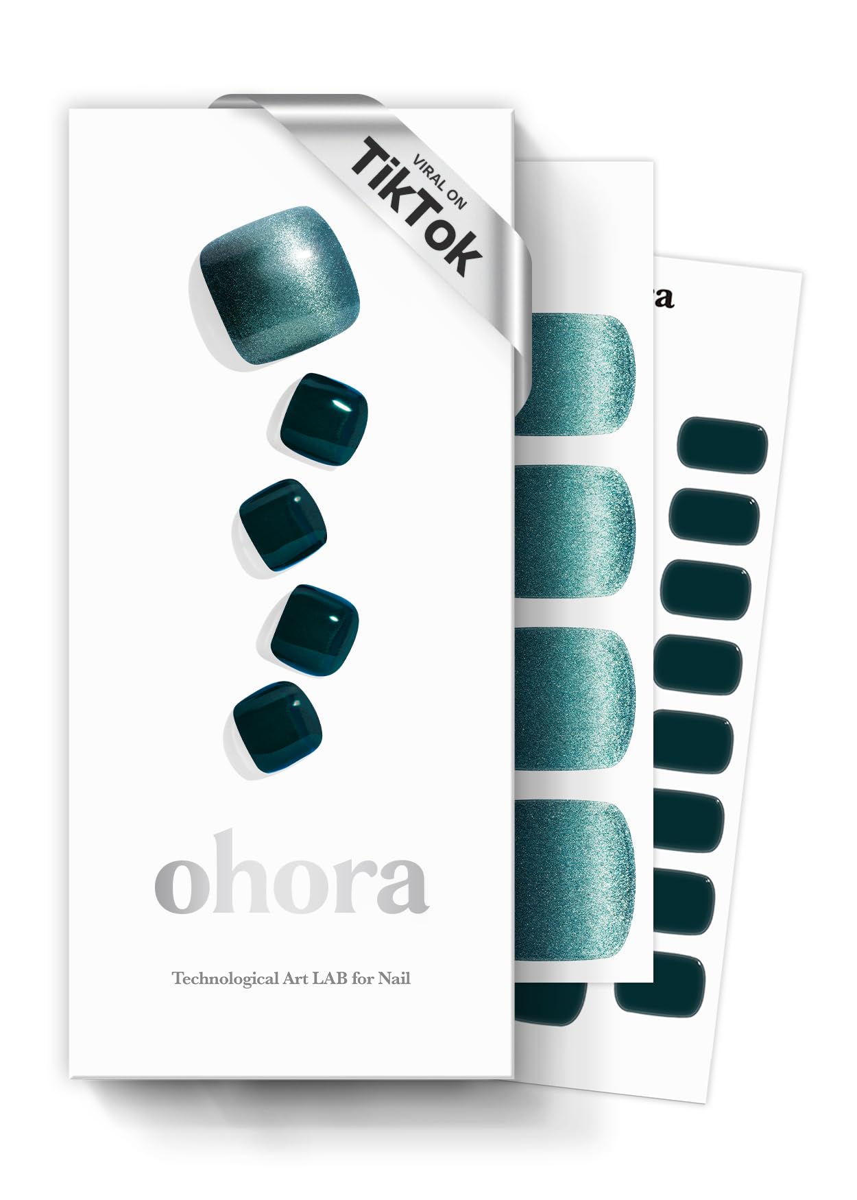 ohora Semi Cured Gel Pedi Strips P Cressida green glitter deliver salon-quality shine at home