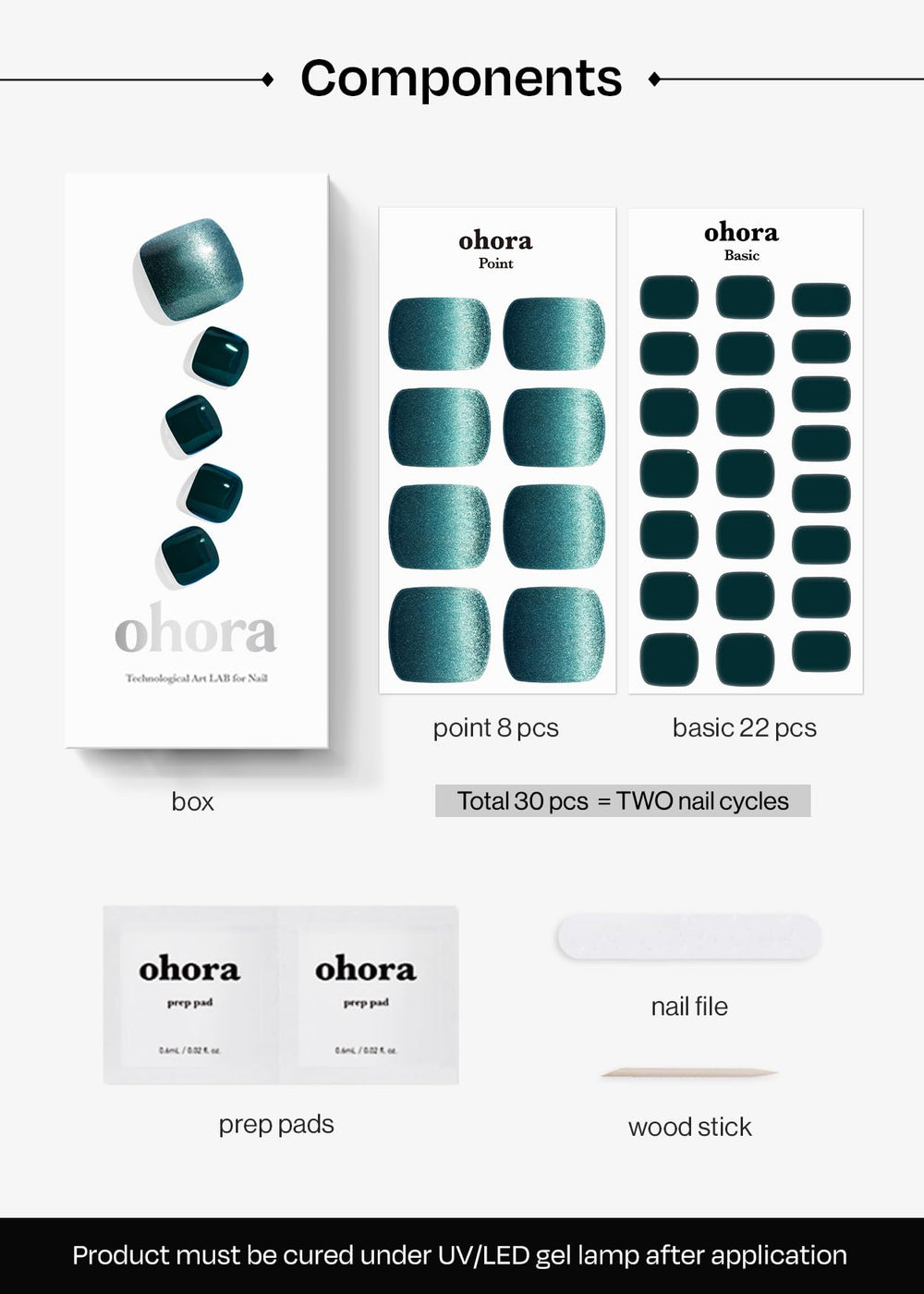 ohora semi cured pedi strips include handy tools for smooth removal