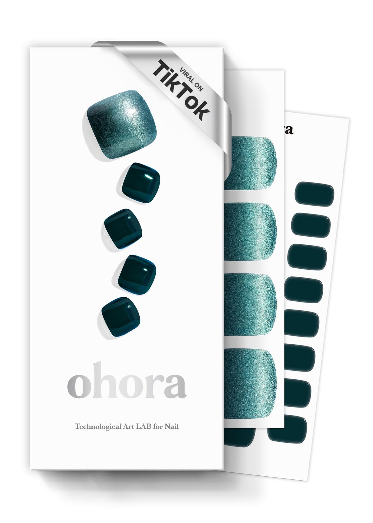 ohora semi cured gel pedi strips p cressida green glitter pack long-lasting pedicure at home