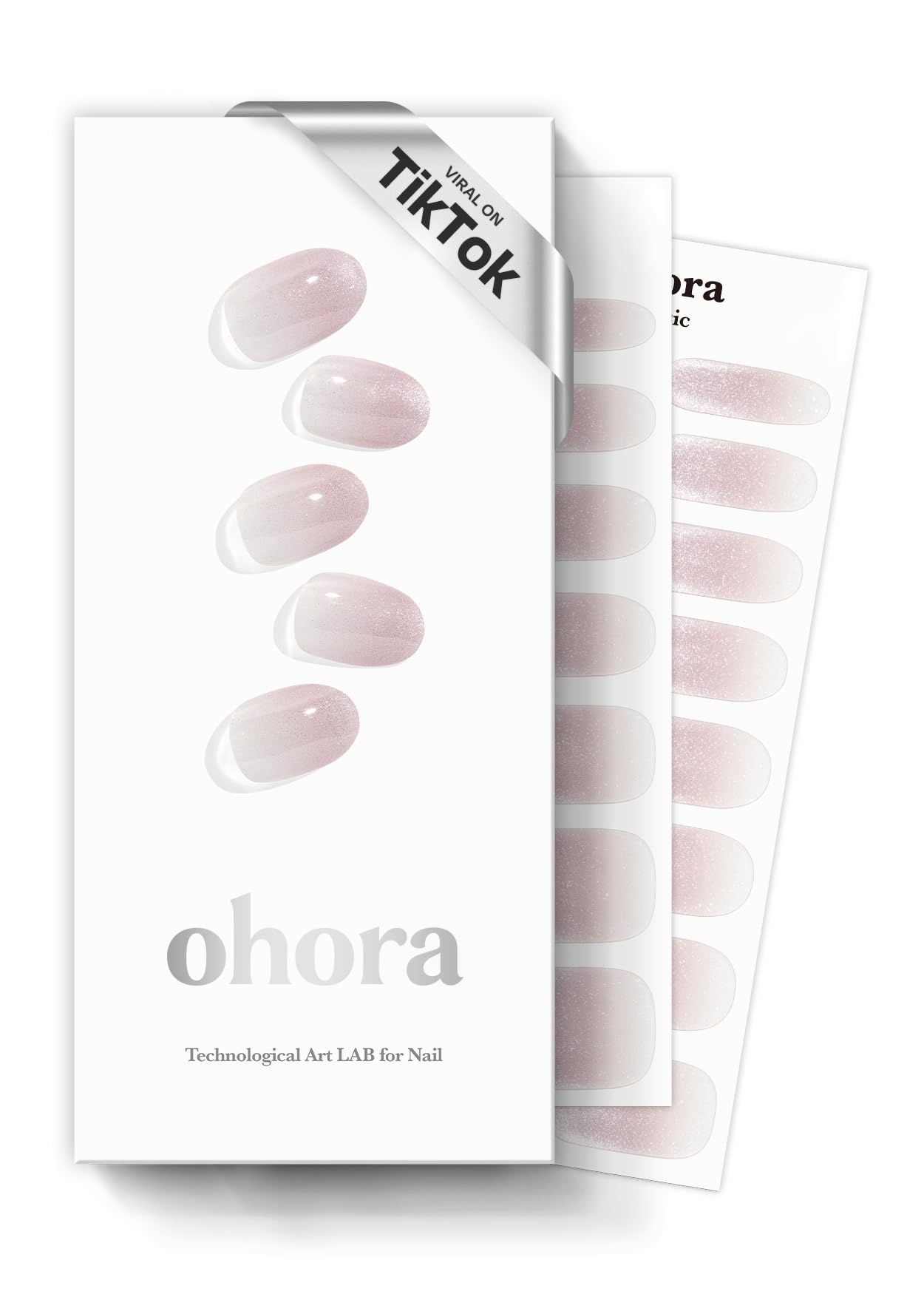 ohora Semi Cured Gel Nail Strips glossiest closeup shows mirror-like salon shine