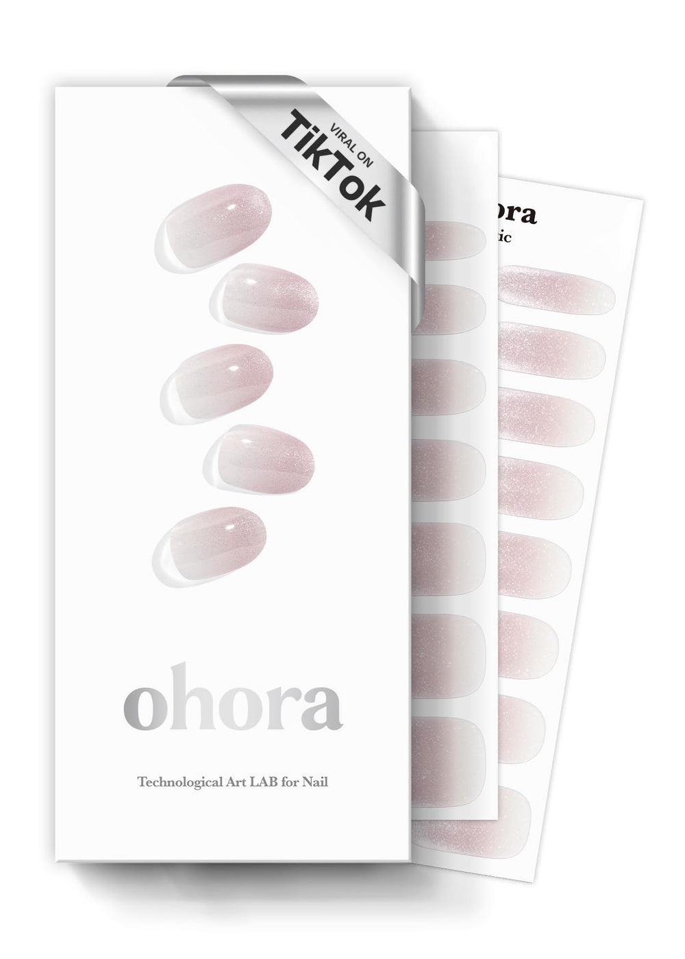 ohora Semi Cured Gel Nail Strips glossiest closeup shows mirror-like salon shine