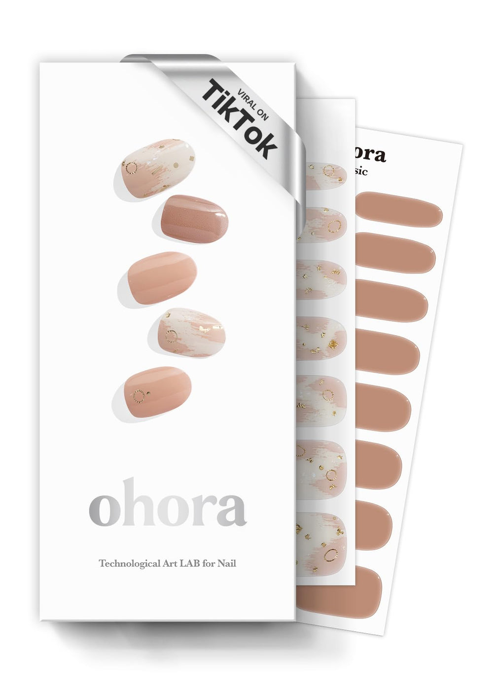 ohora semi-cured nail strips almond blossom box—complete kit for at-home salon-worthy manicures
