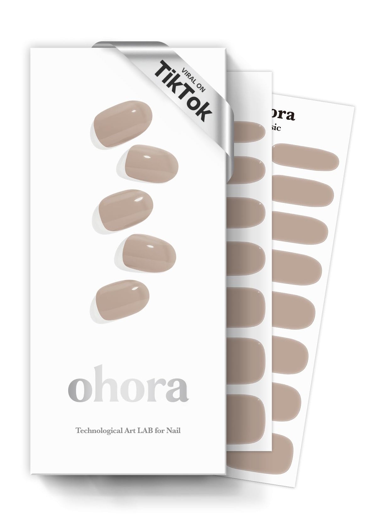 ohora semi cured gel nail strips nude cream close-up for salon quality at home
