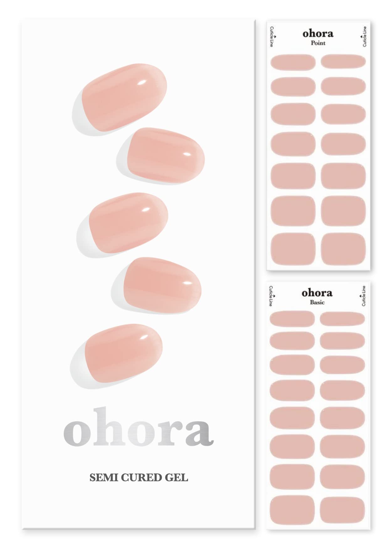ohora Semi Cured Gel Nail Strips N Bare Apricot box shows 30 wraps for salon-ready nails.