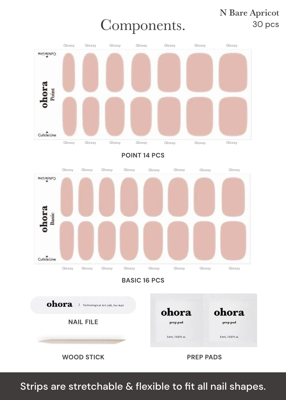 ohora Semi Cured Gel Nail Strips N Bare Apricot nails with a smooth, glossy finish.