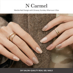 Ohora Semi Cured Nail Strips N Carmel accent glitter for chic nail art.