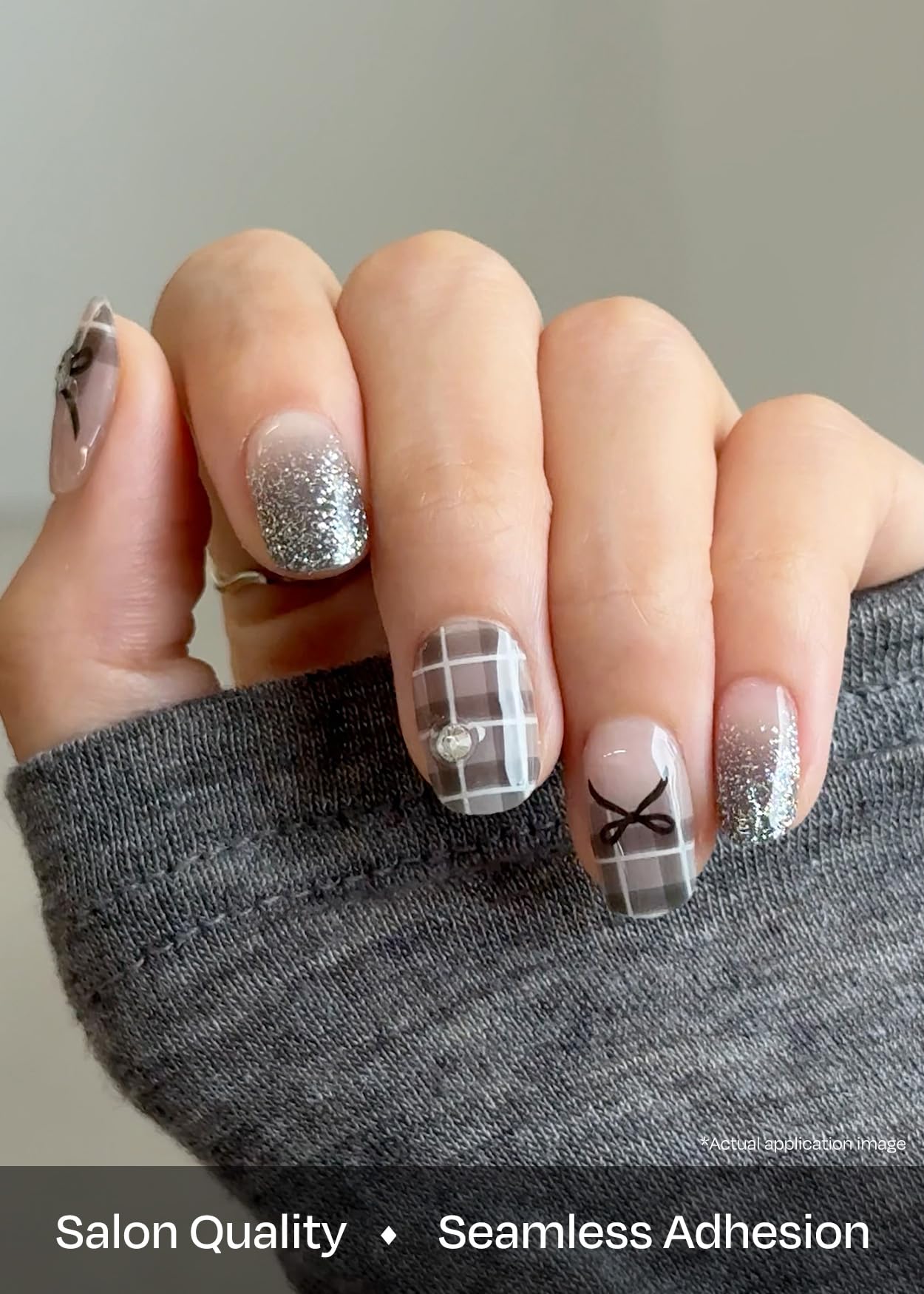 ohora semi cured gel nail strips noir with c-curved design for edge adhesion