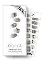 ohora semi cured nail strips N Check Noir pack for quick at-home manicure