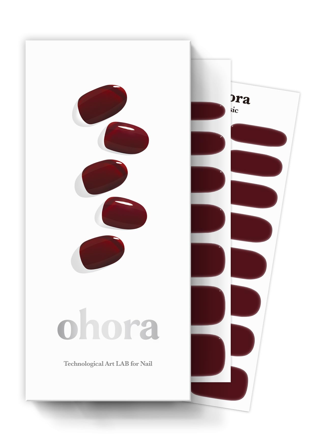 ohora semi-cured nail strips classic burgundy box for at-home salon-quality manicure