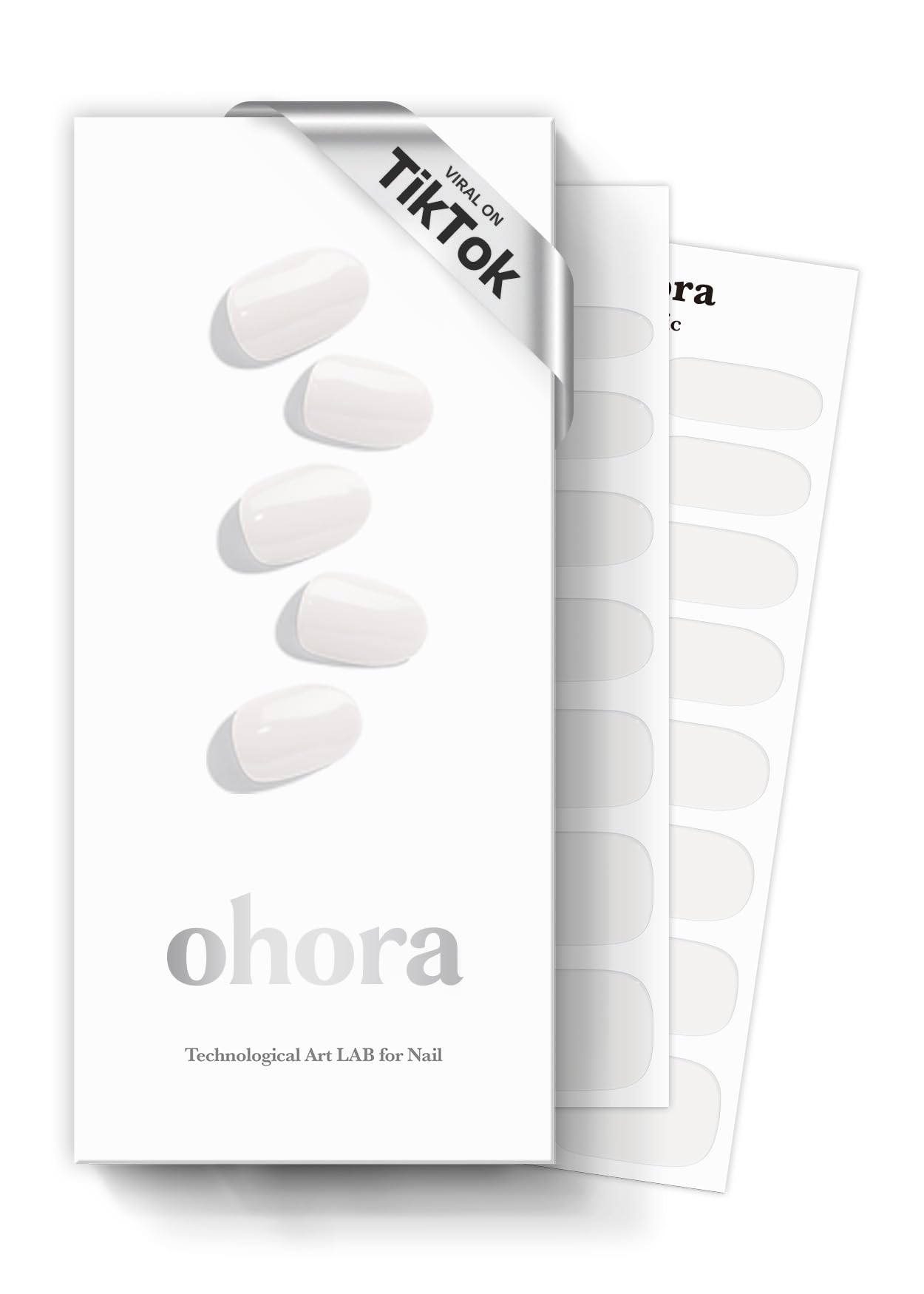ohora Semi Cured Gel Nail Strips N Clean White box for quick at-home manicure.
