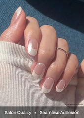 ohora Semi Cured Gel Nail Strips N Glow French fits all nail shapes illustration.