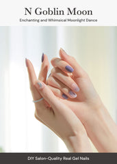 ohora semi cured nail strips n goblin moon pattern closeup – purple pattern detail