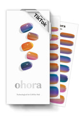 ohora semi cured gel nail strips n gradient blue-ombre closeup shows vibrant color and salon-grade finish