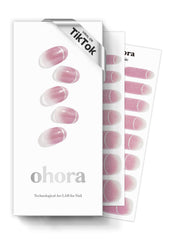 ohora Semi Cured Gel Nail Strips N Mute Line pink French close-up for salon-quality nails.