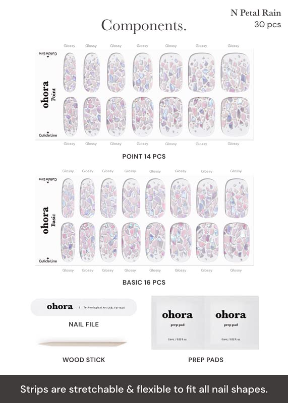 ohora semi-cured nail strips n petal rain easy-removal image shows painless peel-off