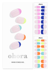 ohora semi cured gel nail strips N Rainbow French kit packaging for salon-quality home nails.