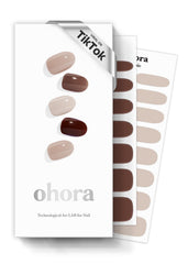 ohora Semi Cured Nail Strips N Roasting Brown Solid box shows contents for quick at-home manicure.